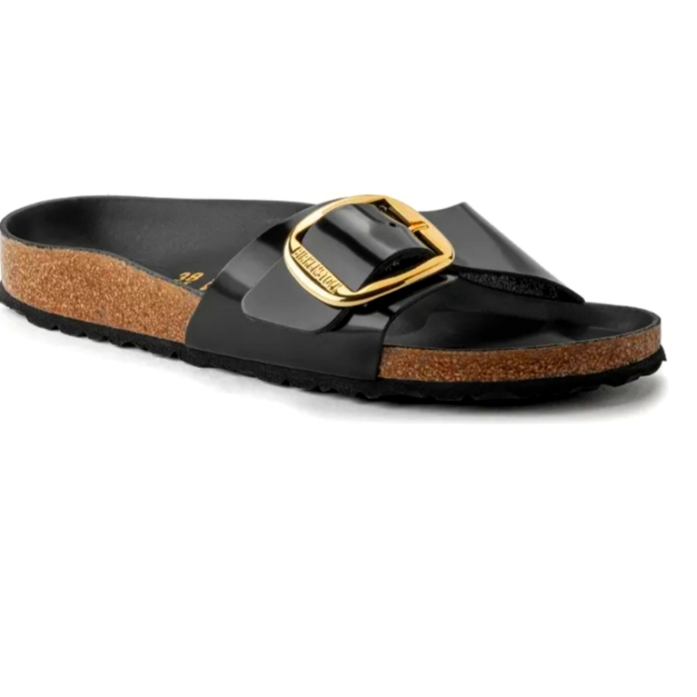 Birkenstock Madrid Sandals, High Shine Black, Size 8 (39)